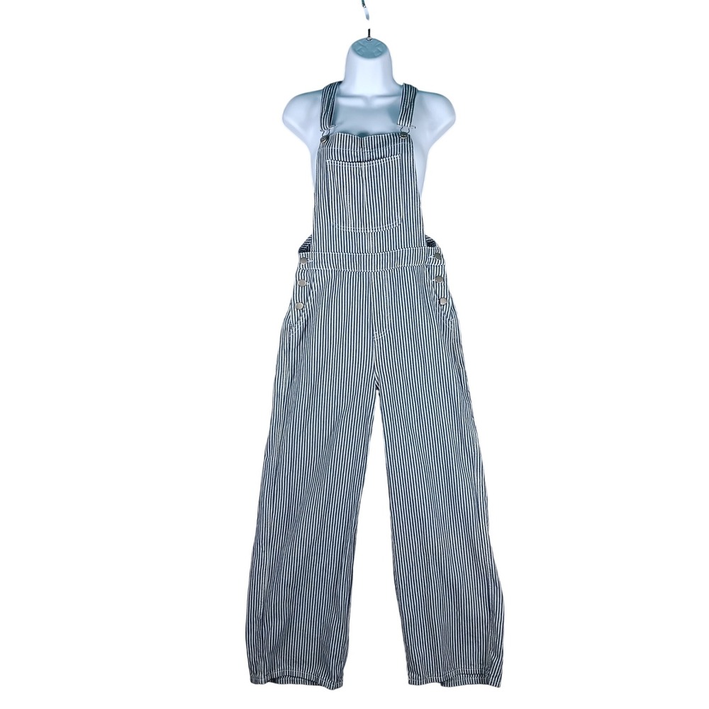 Dazy Overalls Women Small Blue White Hickory Stripe Railroad Conductor Bibs